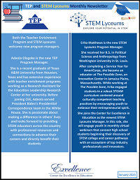 January 2023 TEP &amp; STEM Lyceums Newsletter thumbnail